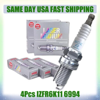4pcs Set Laser Iridium Spark Plugs Fits For Accord Civic CRV Acura IZFR6K11 6994 - Image 1 of 4