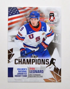 2025 BY Cards IIHF Campeonato Mundial Junior EE. UU. #14 Ryan Leonard - Imagen 1 de 2