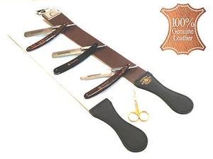 5PCS MENS CLASSIC SHAVING RAZORS WITH LEATHER SHAPING STROP SET NEW - Picture 1 of 1