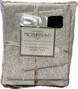 Juego de sábanas William Morris & Company Queen Willow Bough 4 piezas marrón claro - Imagen 1 de 3