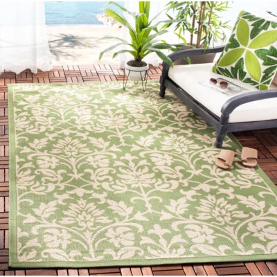 SAFAVIEH Outdoor CY3416-1E06 Courtyard Olive / Natural Rug - Image 1 of 4