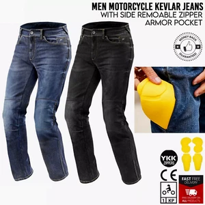 Mens Motorcycle Jeans Motorbike Pant Denim Trousers Made with Kevlar & CE Armors - Picture 1 of 11