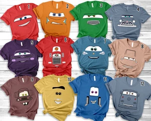 Disney Autos Kostüm Familienhemd, Autos Charaktere T-Shirt Unisex Erwachsene Kind Shirt - Bild 1 von 9