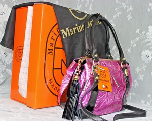 Marino Orlandi Italy, Magenta,Floral Embossed  Metallic Lether Handbag,Sling-NWT - Picture 1 of 8