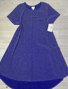 Abito Carly LuLaRoe grande elegante natalizio blu con scintillio argento nuovo con etichette vintage - Foto 1 di 3