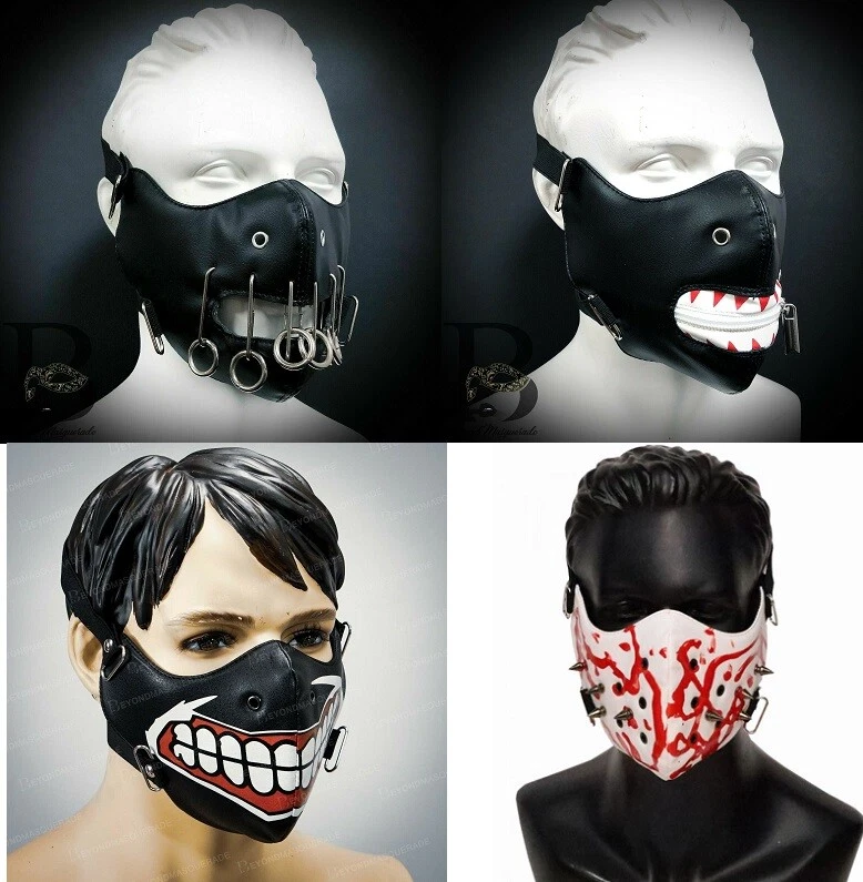Máscara bucal de cuero máscara Cyberpunk máscara respiratoria cosplay máscara  Foto 1 de 1