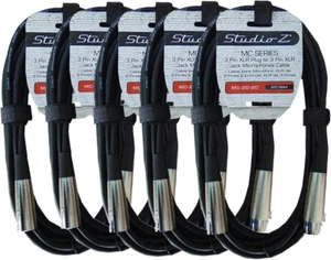 Paquete de 5 cables de micrófono XLR de 20 pies cable de micrófono bajo Z audio equilibrado macho a hembra - Imagen 1 de 3