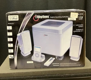 iRhythms 110 Watt 3 Piece Speaker System for iPod Pearl White A-210 Brand New - Picture 1 of 9