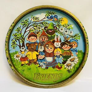 Friends by Judy Hagstrom Tray Gnome Round Metal Lazy Susan Turns 10” Tin Vintage - Picture 1 of 5