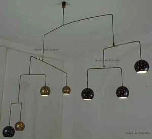 1950 Mid Century Modern Brass Stilnovo Chandelier Sputnik Mobile Ceiling Fixture - Picture 1 of 8