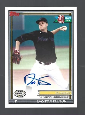 Daxton Fulton AUTOGRAPH Miami Marlins 2021 Topps Pro Debut AUTO Florida Baseball - Image 1 of 2