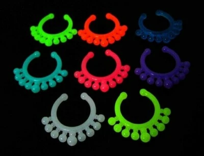Glow in the Dark Fake Cheater Septum Ring Earring Nose Bar Acrylic Horseshoe CBR - Image 1 of 3