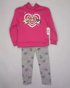 POWERPUFF GIRLS Pullover Hoodie and lightweight pants Set sz 5/6 Pink Polyester - Picture 1 of 19