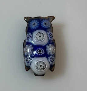 Handmade Blue and White Owl Brooch Pin Pottery Mosaic Look Art - Picture 1 of 4