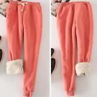 Womens winter Warm Thicken Fur Lined Pants Casual Loose Joggers Comfy Trousers