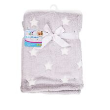 Supersoft Stars Baby Blanket Grey White 75cm x 100cm Cute Blanket