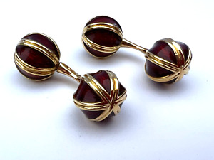MAGNIFICENT FRENCH PAIR OF 18K GOLD ENAMELED CUFFLINKS 'MUST SEE'