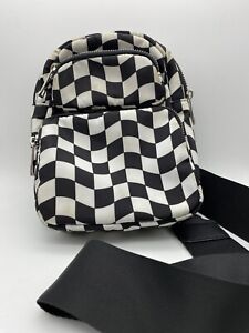 Unbranded Mini Sling Backpack Black & White Checkered Design