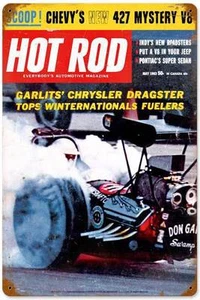 Revista Hot Rod Drag Racing Don Garlits 1963 letrero de metal hombre cueva garaje HRM022 - Imagen 1 de 1