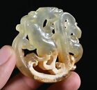 5CM Old Chinese Natural Jade Carve Feng Shui Phoenix Beast YuBi Yu Bi Pendant
