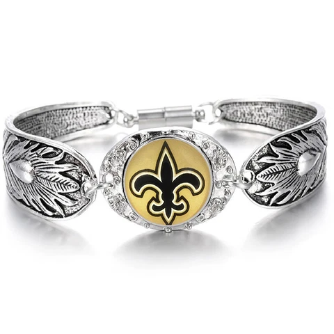 New Orleans Saints Women's Sterling Silver Bracelet Football Gift w Gift Pkg D3 Cover