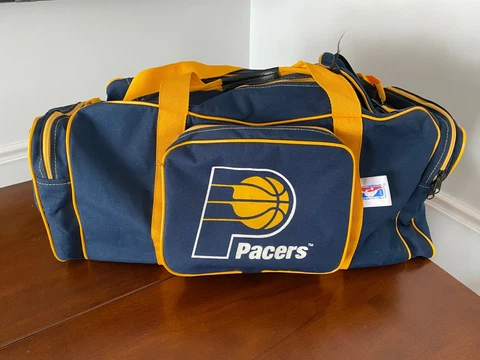 Indiana Pacers Duffel Bag NBA Basketball Gym Miller Lite Ice MGD Blue EUC Cover