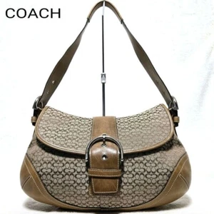 Coach Soho Signature Flap Bag 6808 Shoulder Bag Tan Brown Canvas Leather Vintage - Picture 1 of 16