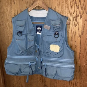 Vintage Columbia Sportswear Fly Fishing Vest Blue Size Medium, PRO Multi Pocket - Picture 1 of 11