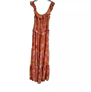Abito donna Abel The Label Anthropologie a strati grande arancione rosa spalle scoperte - Foto 1 di 9