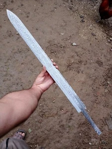 Espada de acero de Damasco hoja en blanco 32" hoja de acero forjada a mano de Damasco - Imagen 1 de 8