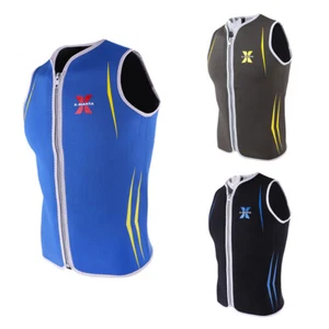 Mens 3mm Neoprene Wetsuit Vest Sleeveless Front Zipper Jacket Swimwear Surf Top - Picture 1 of 13
