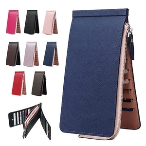 Bifold Business Card Holder for Women/Men Credit Card Leather Wallet Office Gift - Picture 1 of 19