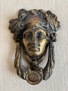 Antique Figural Neo-Classical Doorknocker Heavy Brass 8'' England Victorian - Picture 1 of 4
