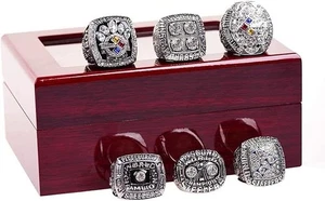 6 Time Super Bowl Champions Pittsburgh Steelers Ring Set Display size 11 SILVER - Picture 1 of 3