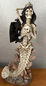 FOLCLORE Halloween SIRENA ESQUELETO con corona, calavera CASA DE PLAYA Resina NUEVO CON ETIQUETAS - Imagen 1 de 6