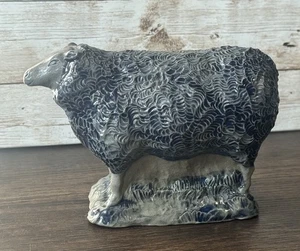 Vintage 1992 Rowe Pottery Works Salzglasiertes Schaf Lamm Bauernhaus Kern Figur - Bild 1 von 11