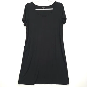 J Jill Wearever Collection Dress Women S Black Short Sleeve A Line Midi Stretch - Picture 1 of 10