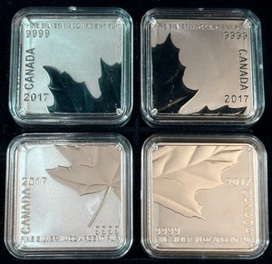 2017 (4) 1/4 Oz .9999 Feinsilber Kanada 3 $ Maple Leaf Quartet 4 Münzen Set mit Echtheitszertifikat! - Bild 1 von 10