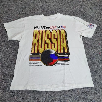 Vintage 1994 FIFA World Cup Russia Single Stitch T-Shirt Mens Sz Large  - Image 1 of 4