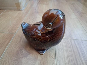 Arthur Woods Duck Money Box Brown And Blue Ceramic With Original Bung - Picture 1 of 17