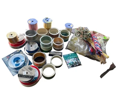 Large Lot Gift Wrapping Supplies Ribbons Bows Confetti Crafts New & Used - Image 1 of 3