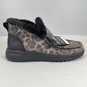 Hey Dude Denny Damenschuhe Größe 10 Leopardenmuster Kunstfell gefüttert Slipper Bootie - Bild 1 von 11