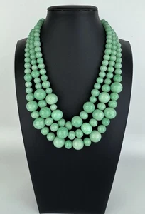 Vtg Signed Coppola e Toppo Graduated Green Glass Beaded Necklace Italy Designer - Picture 1 of 12