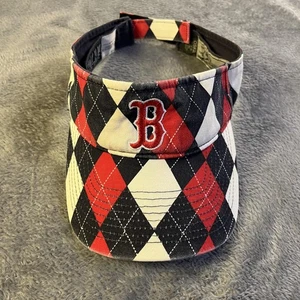Boston Red Sox Hat Visor Strap Back Mens One Size Red Blue MLB Baseball Argyle - Picture 1 of 7