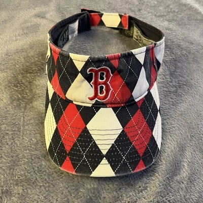 Boston Red Sox Hat Visor Strap Back Mens One Size Red Blue MLB Baseball Argyle - Image 1 of 4