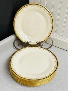 Lot 8 Lenox Eclipse Dinner Plates Edge Scroll Design Gold With Black Trim 10.5” - Imagen 1 de 4