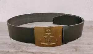 Vintage Soviet Navy Belt & Brass Buckle VMF USSR Russian Military Sailor Uniform - Picture 1 of 10