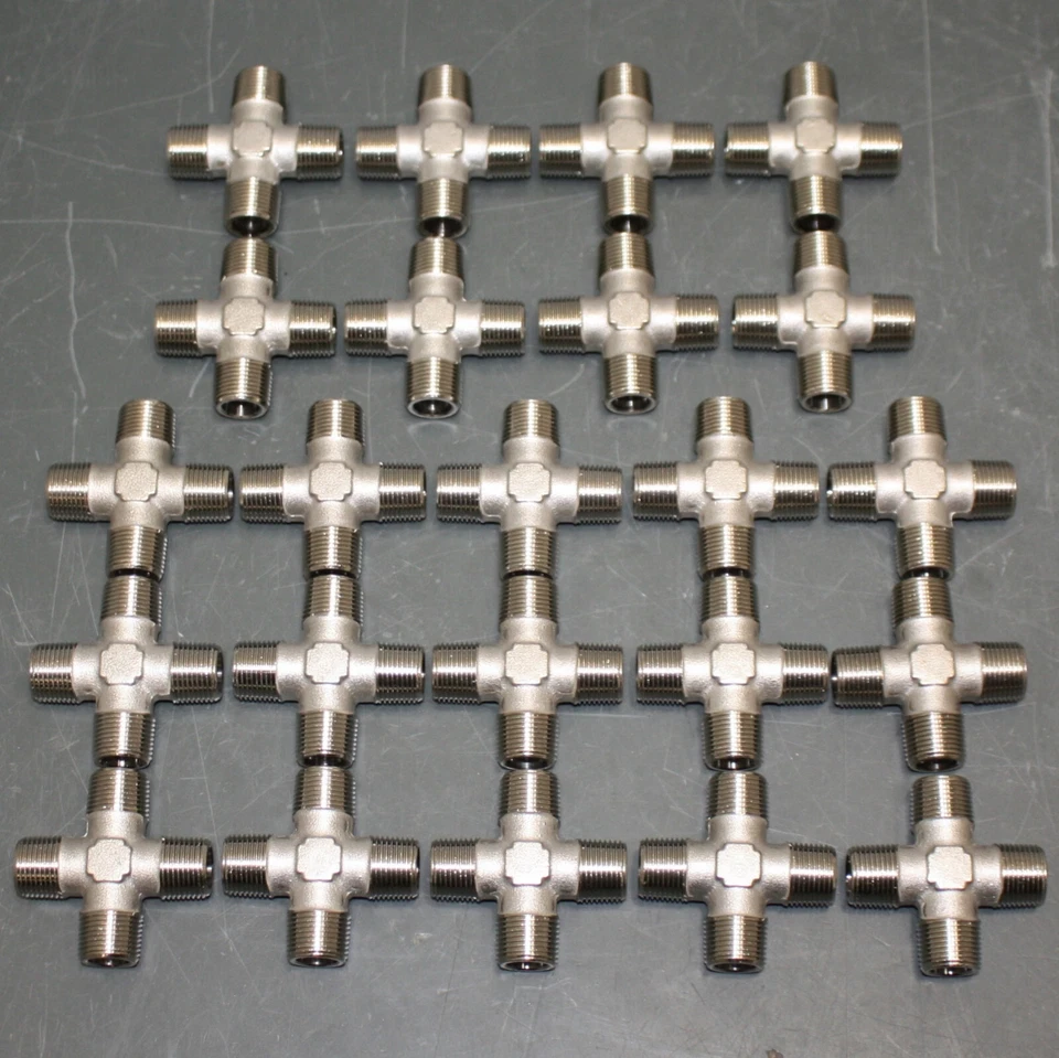 (23) McMaster Carr Cross Fittings, 3/8" BSPP Threaded Pipe, High-Pressure Brass - Image 1 of 4