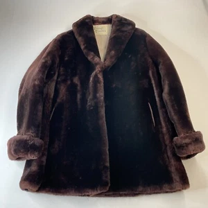 Vintage 1950s Conrad Chandler Dark Brown Mouton Sheep Fur Coat EUC!! - Picture 1 of 9