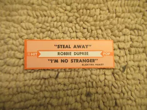 1 JUKEBOX TITLE STRIP Robbie Dupree Steel Away / I'm No Stranger Elektra 45 - Bild 1 von 1